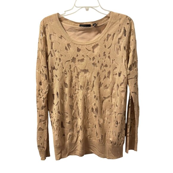 Investments Womens Sz L Sweater Beige Animal Print Polyester Viscose/ tank insid - Picture 1 of 12